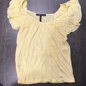 BCBGMaxAzria Light Yellow Ruffled Blouse